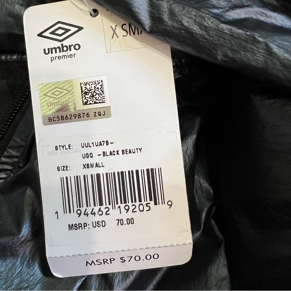 NWT UMBRO Windbreaker Light Jacket Hood Black Iridescent Crop Cropped - Picture 10 of 10